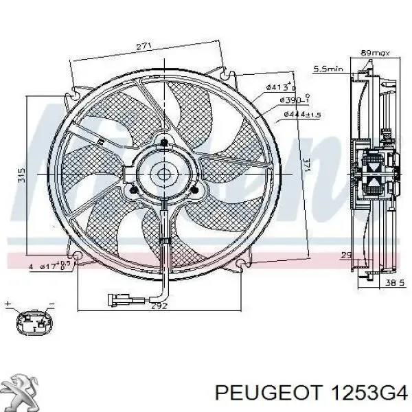 Электровентилятор охлаждения 1253G4 Peugeot/Citroen
