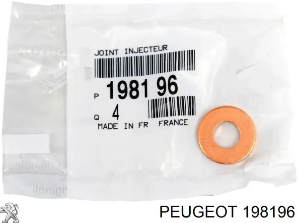 Кольцо форсунки инжектора посадочное Peugeot/Citroen 198196