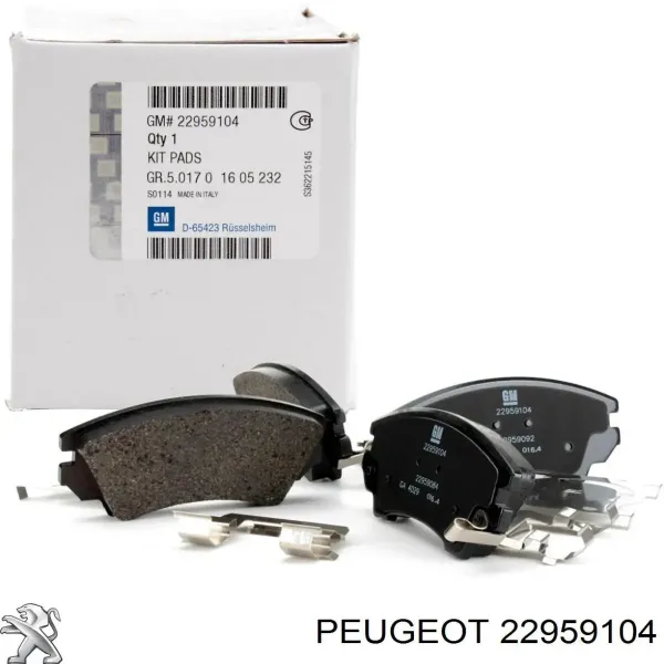 Передние тормозные колодки 22959104 Peugeot/Citroen