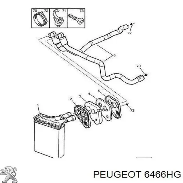 Шланг радиатора отопителя (печки), сдвоенный 6466HG Peugeot/Citroen