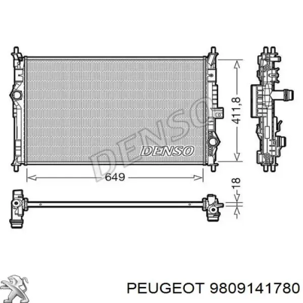 Радиатор 9809141780 Peugeot/Citroen