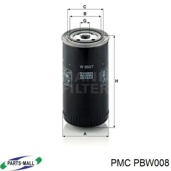 Масляный фильтр PBW008 Parts-Mall