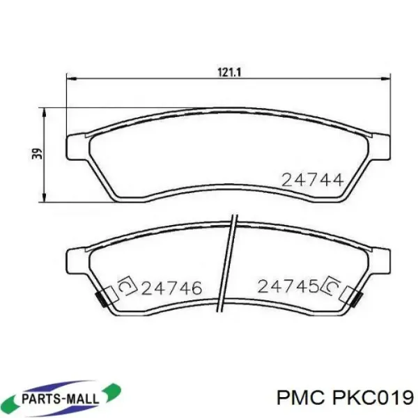 Задние тормозные колодки PKC019 Parts-Mall