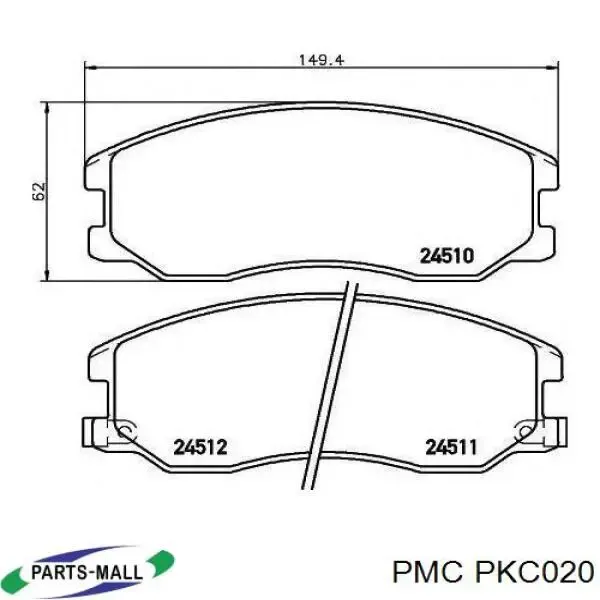 Передние тормозные колодки PKC020 Parts-Mall