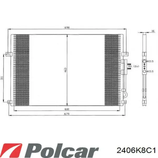 Радиатор кондиционера 2406K8C1 Polcar