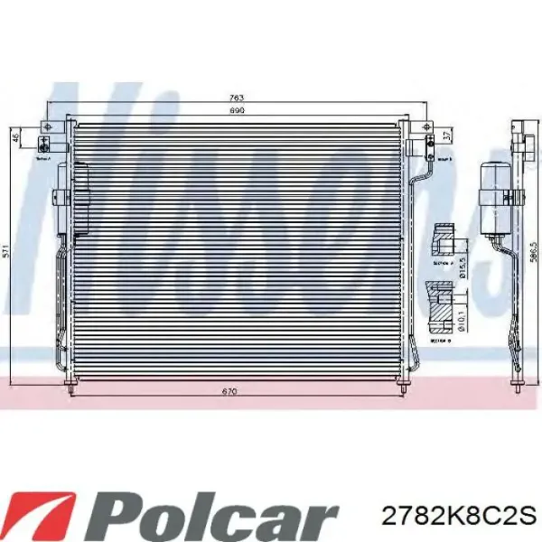 Радиатор кондиционера 2782K8C2S Polcar