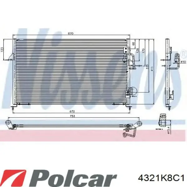 Радиатор кондиционера 4321K8C1 Polcar