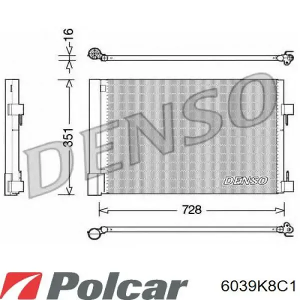 Радиатор кондиционера 6039K8C1 Polcar