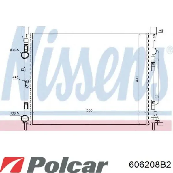 Радиатор 606208B2 Polcar