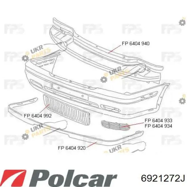 Решетка бампера переднего правая 6921272J Polcar