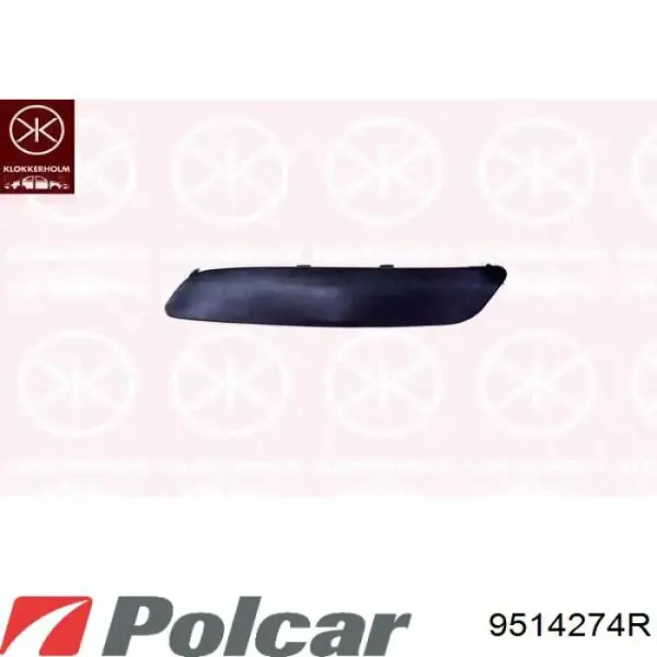 Заглушка (решетка) противотуманных фар бампера переднего правая 9514274R Polcar