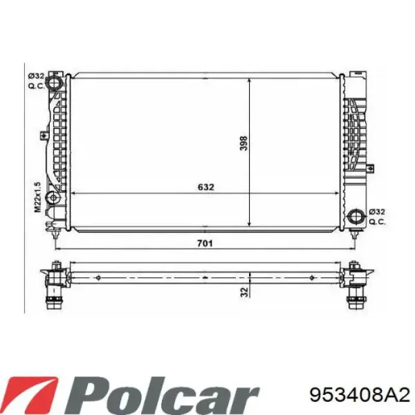 Радиатор 953408A2 Polcar