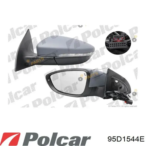 Стекло левого зеркала заднего вида 95D1544E Polcar