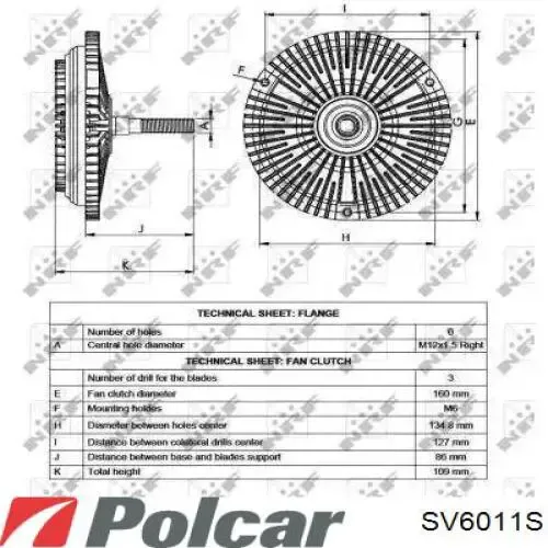 Вискомуфта вентилятора SV6011S Polcar