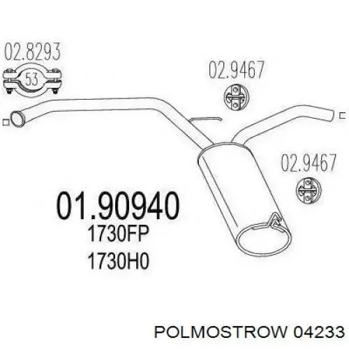 Глушитель задний 04233 Polmostrow