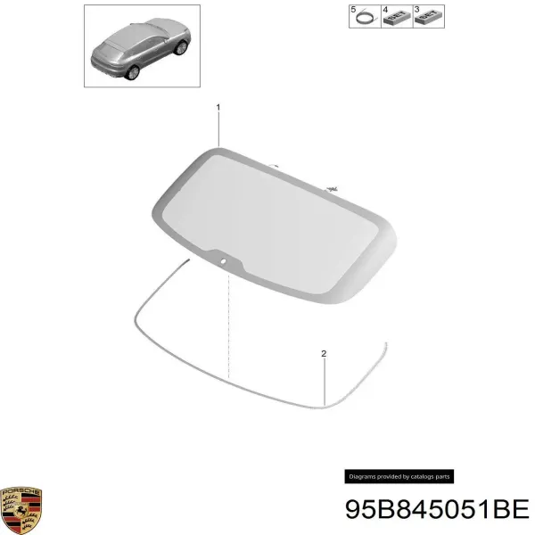 Стекло багажника двери 3/5-й задней (ляды) 95B845051BE Porsche