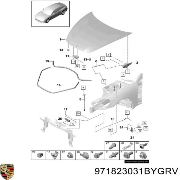  971823031BYGRV Porsche