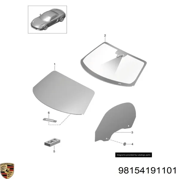 Лобовое стекло 98154191137 Porsche