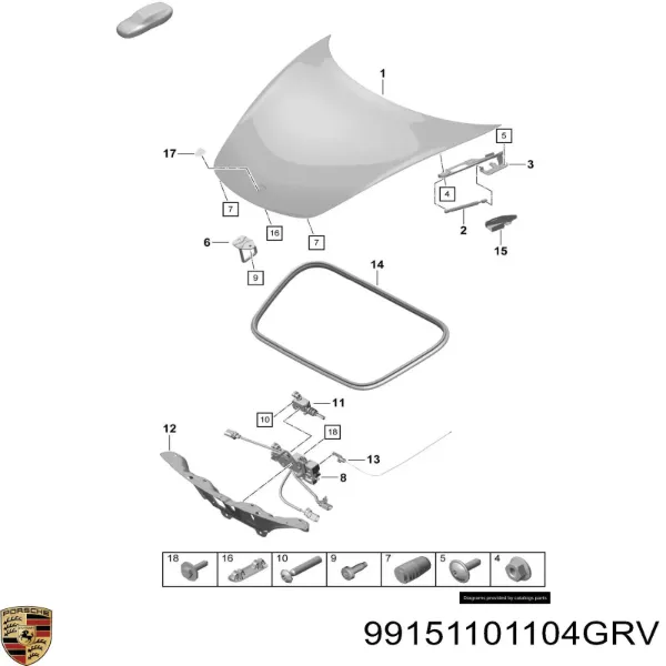 Капот 99151101104GRV Porsche