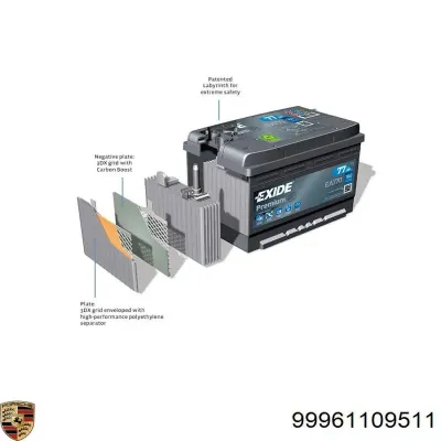 Авто акумулятор Порше 95 А/г 12 В (99961109511)