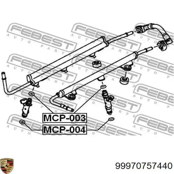 99970757440 Porsche Кольцо форсунки инжектора, посадочное