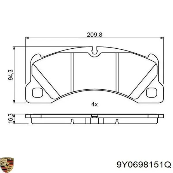 Передние тормозные колодки 9Y0698151Q Porsche