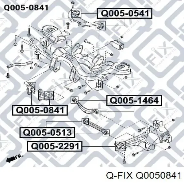 Сайлентблок траверсы крепления заднего редуктора передний Q0050841 Q-fix