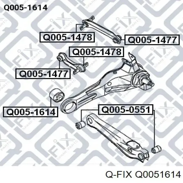 Сайлентблок заднего продольного рычага передний Q0051614 Q-fix