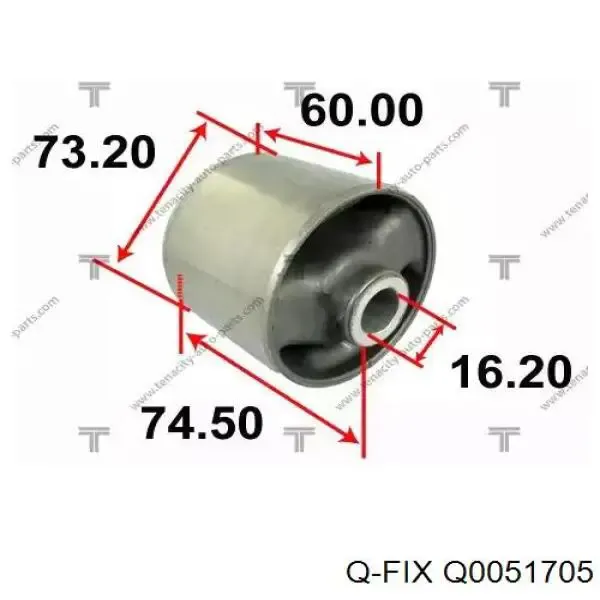 Сайлентблок заднего продольного нижнего рычага Q0051705 Q-fix