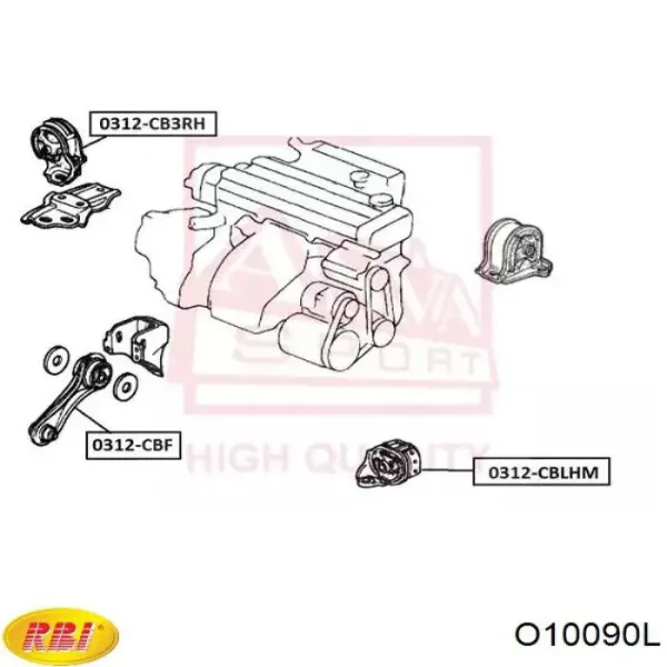 Левая подушка двигателя O10090L RBI