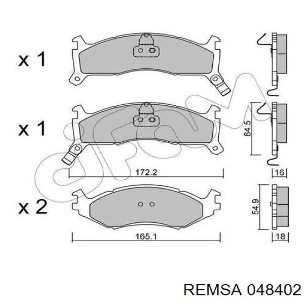 048402 Remsa Колодки передние