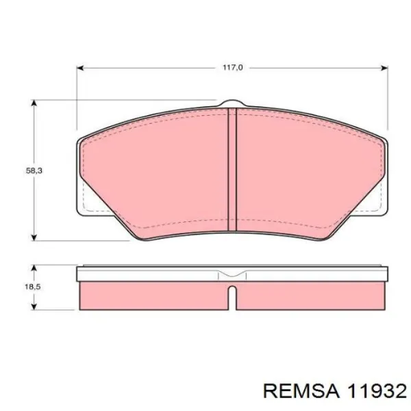 Передние тормозные колодки 11932 Remsa
