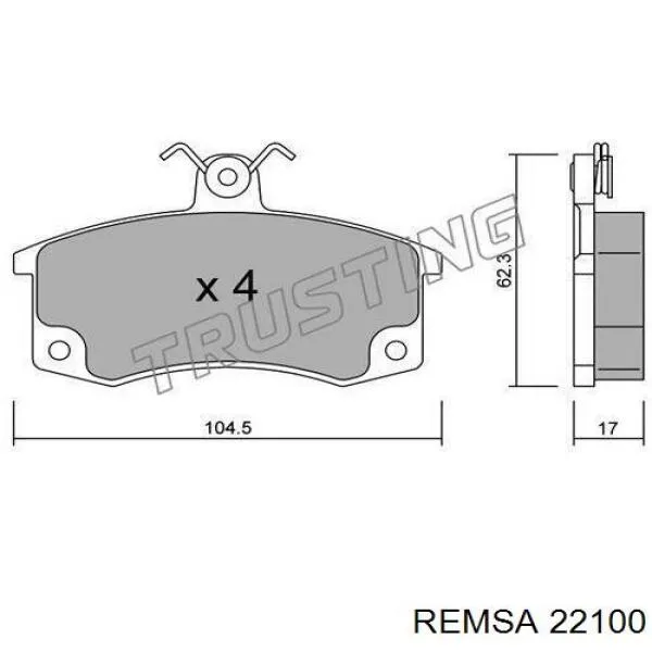 Передние тормозные колодки 22100 Remsa