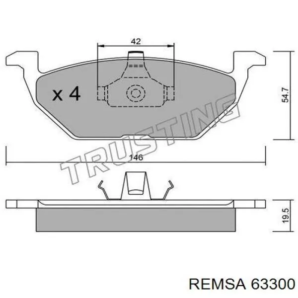 Передние тормозные колодки 63300 Remsa