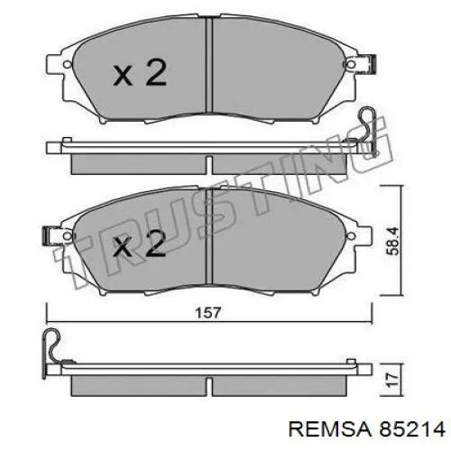 Передние тормозные колодки 85214 Remsa