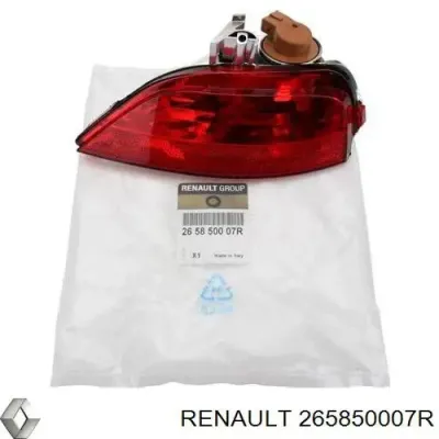 Фонарь заднего бампера левый RENAULT 265850007R