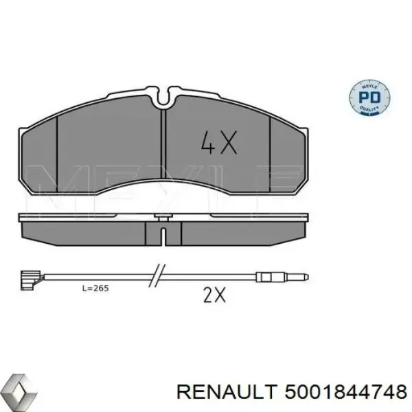 Передние тормозные колодки 5001844748 Renault (RVI)
