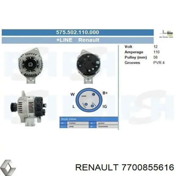 Генератор 7700855616 Renault (RVI)