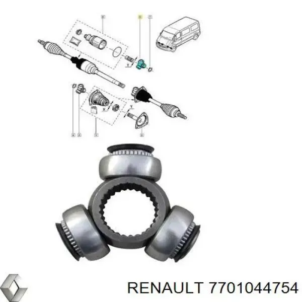 7701044754 Renault (RVI) ШРУС внутренний, тришиб/трипод/трипоид