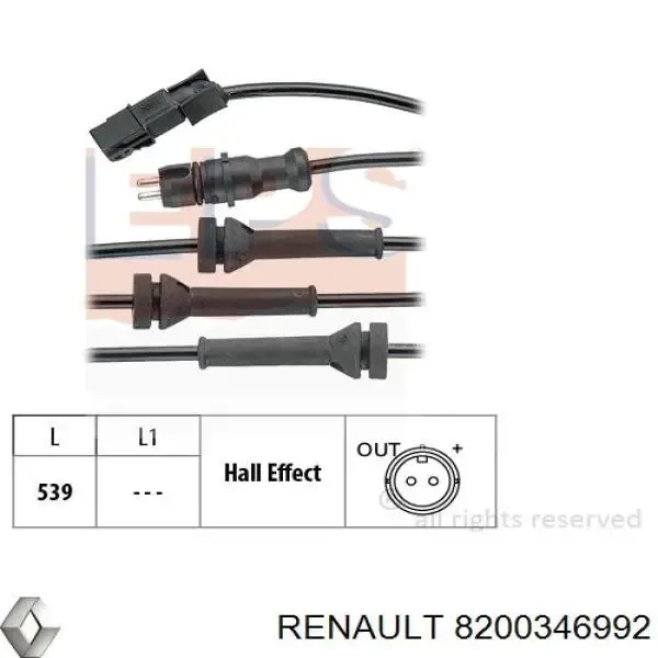 Датчик АБС передний 8200346992 Renault (RVI)
