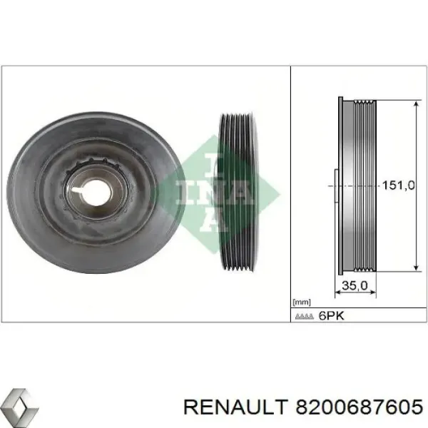 Шкив коленвала 8200687605 Renault (RVI)