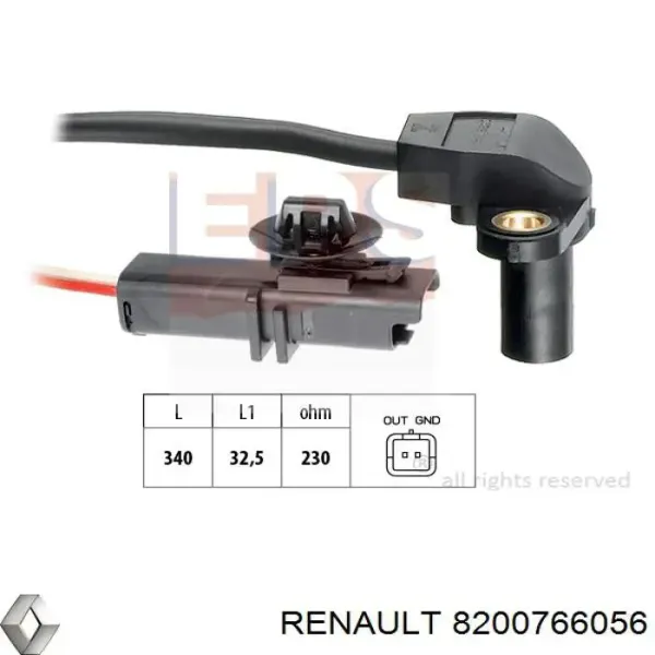 Датчик коленвала 8200766056 Renault (RVI)