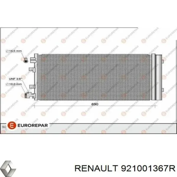 Радиатор кондиционера 921001367R Renault (RVI)