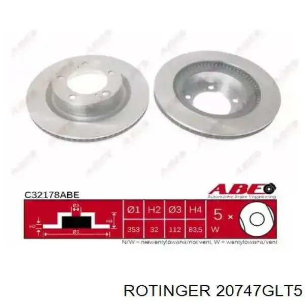 Передние тормозные диски 20747GLT5 Rotinger