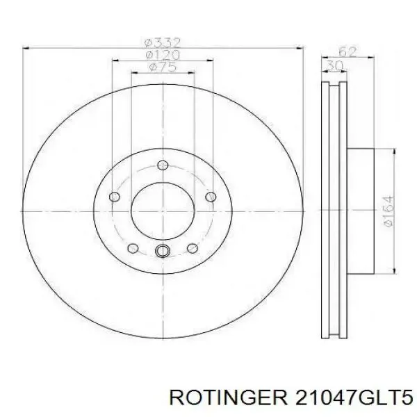 Передние тормозные диски 21047GLT5 Rotinger
