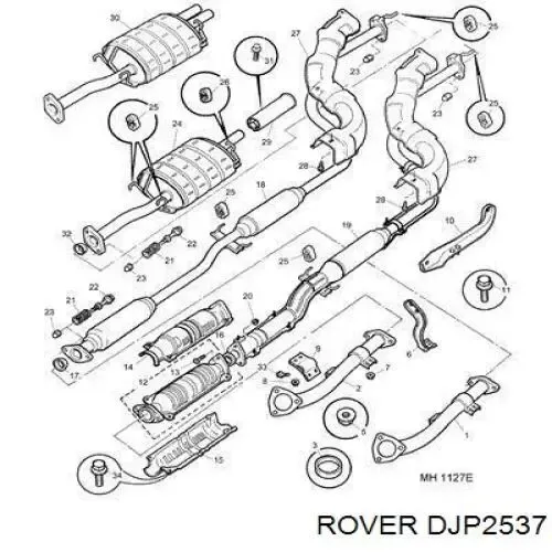 Прокладка глушителя DJP2537 Rover