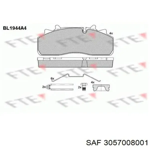 Передние тормозные колодки 3057008001 SAF