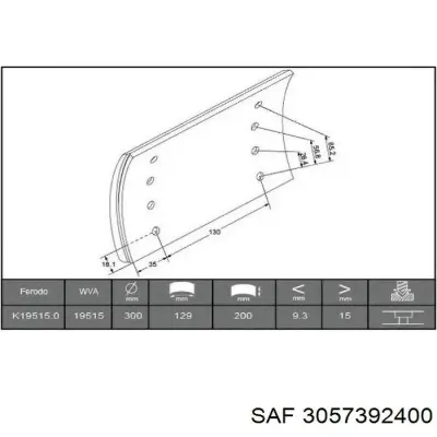 Накладка тормозная задняя (TRUCK) SAF 3057392400
