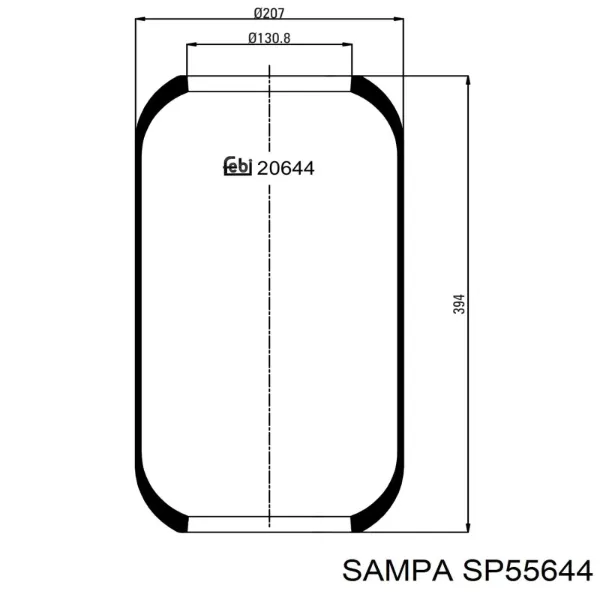 Пневмоподушка (пневморессора) моста SP55644 Sampa Otomotiv‏