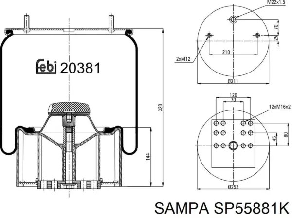 Пневмоподушка (пневморессора) моста SP55881K Sampa Otomotiv‏